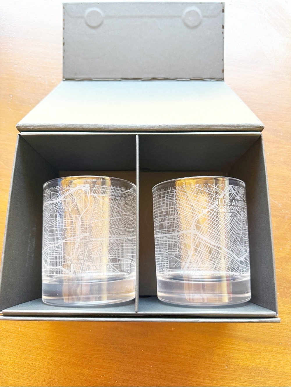 New! MLS LAFC Set of 2 Clear Glass Tumblers with Etched Los Angeles Map